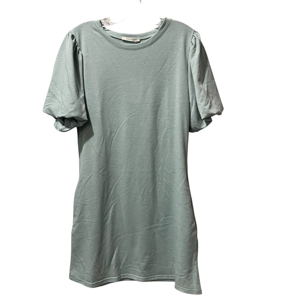 NEW Ellison dress French Terry‎ balloon sleeve In Sage Green Small Knee Length